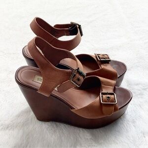 STEVE MADDEN Wizard Wooden Wedge Sandals